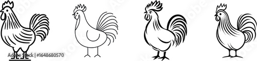 A one line drawing of a cock stands out against the plain white isolated background