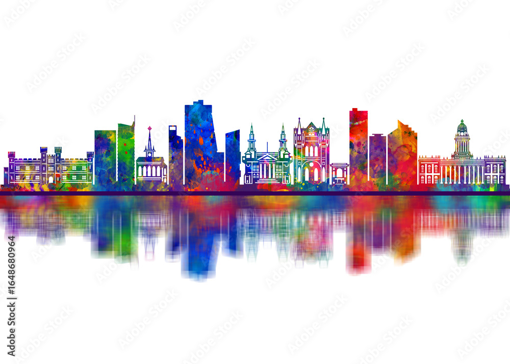 Fototapeta premium Leeds England Skyline. Cityscape Skyscraper Buildings Landscape City Downtown Abstract Landmarks Travel Art