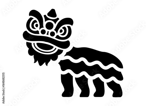 Lion dance  performance icon for Vietnam Mid Autumn Festival celebration

