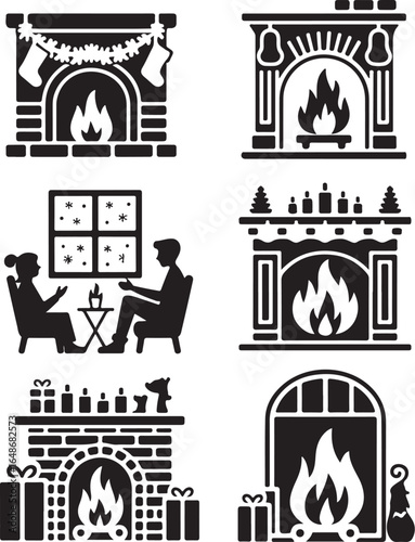 Cozy Christmas fireplaces with festive decor and gifts