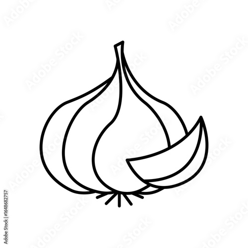 Garlic Clove Line Icon: Food Ingredient and Flavor
