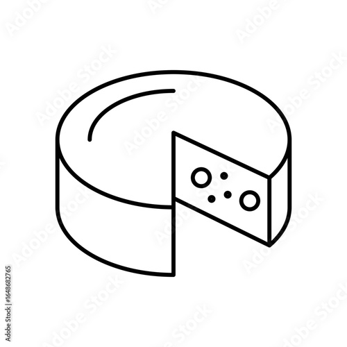 Gouda Cheese Line Icon: Dairy Food and Cooking Ingredient