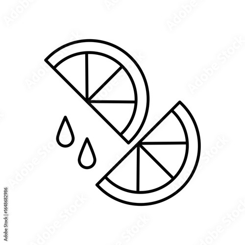 Squeezing Lemon Line Icon: Citrus Juice and Cooking