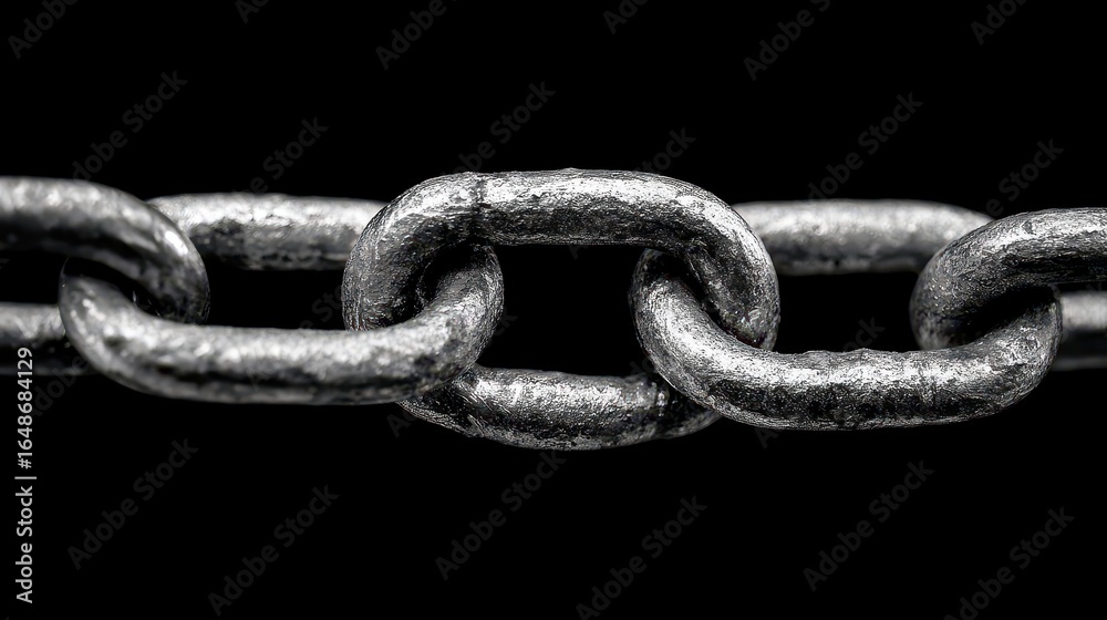 Fototapeta premium Glossy Monochrome Heavy Chain: Close-up Concept of Anchored Boundaries