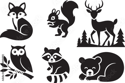 Charming woodland animals set for nature designs