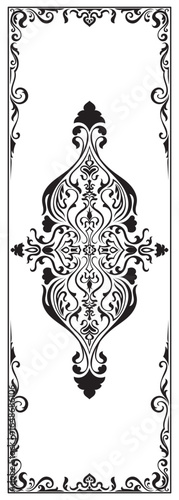 Black line pattern, carpet pattern, vintage flowers, fabric carpet elements