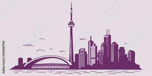 Vector Silhouette of Toronto Skyline and Famous Architecture