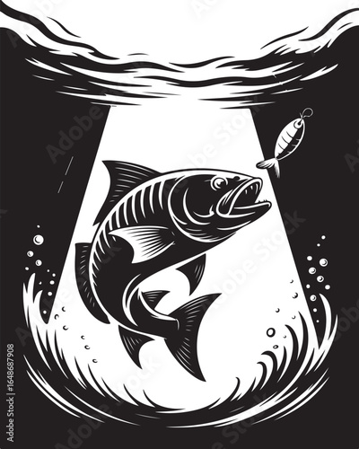 Brave fish lunges for bait, leaping from water
