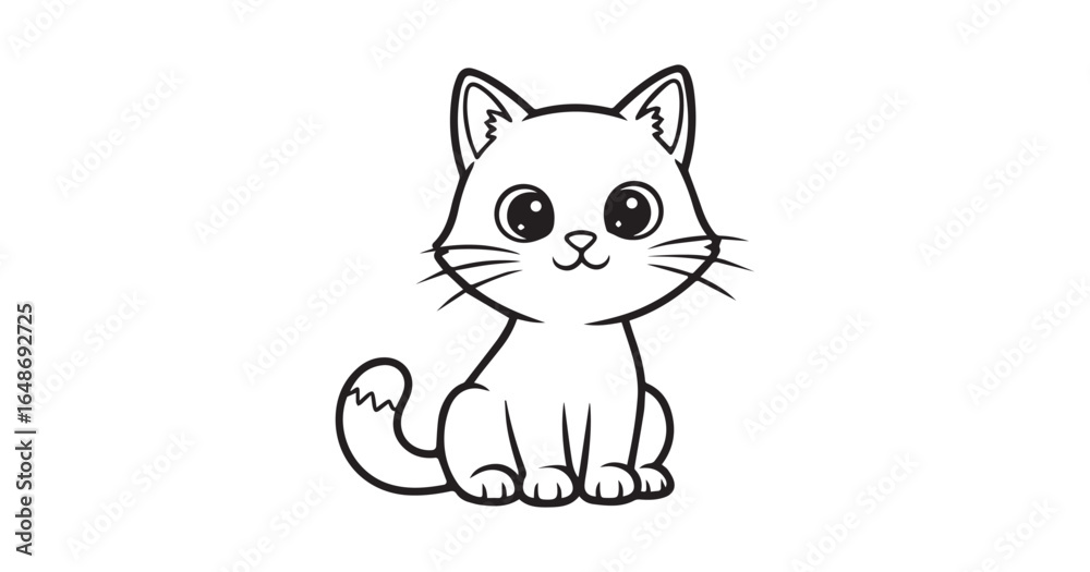 Obraz premium Cute Cartoon Cat Outline