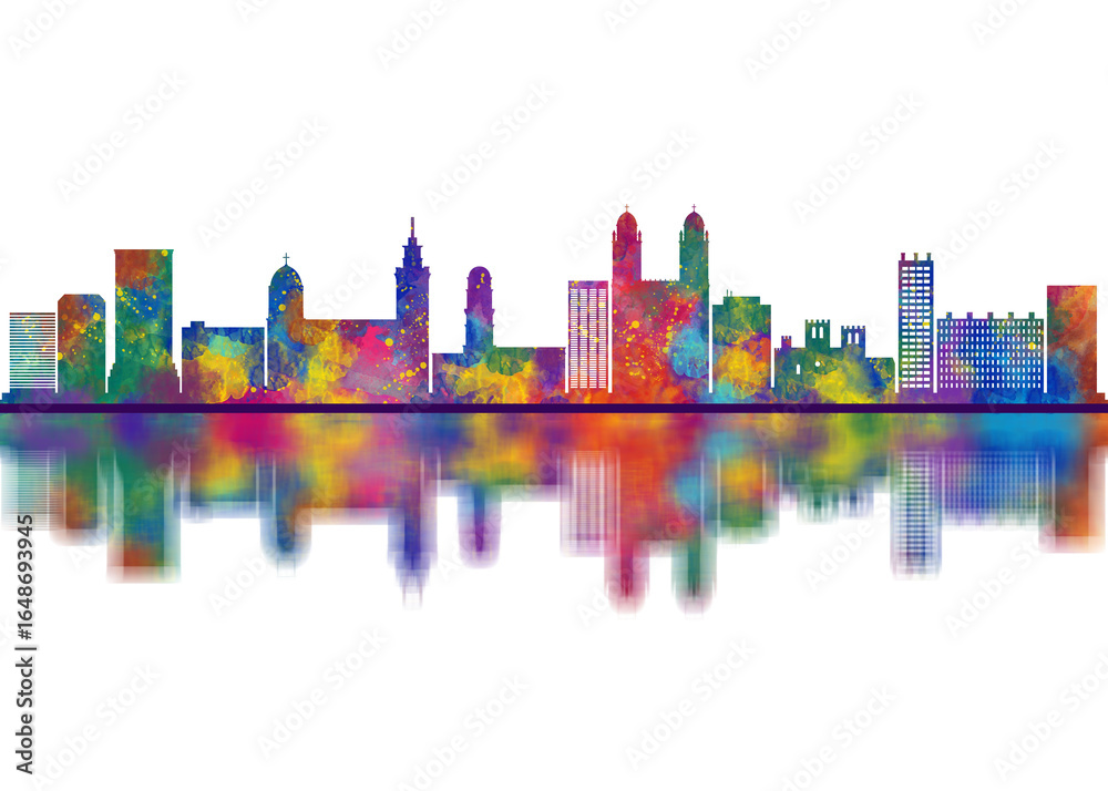 Fototapeta premium Marseille France Skyline. Cityscape Skyscraper Buildings Landscape City Downtown Abstract Landmarks Travel Art