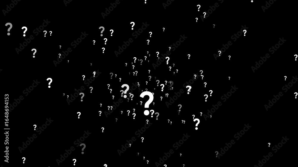 rotating question mark particle animation, floating question marks with ...