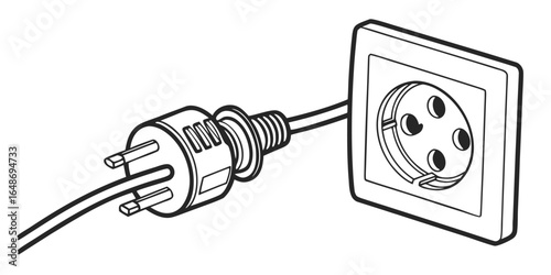 Vector art of european schuko plug and socket illustration isolated on white background