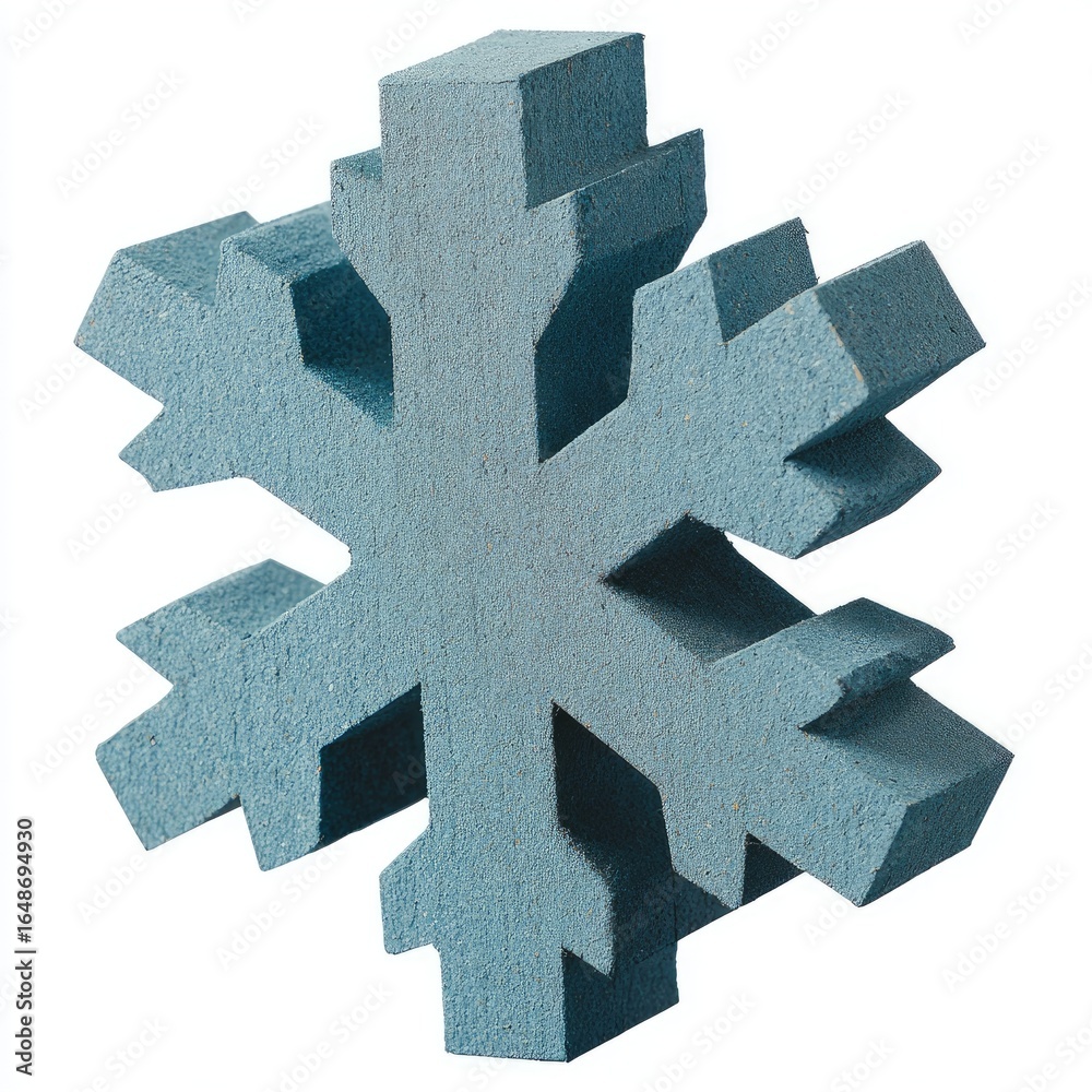 Obraz premium Light-blue, stylized snowflake, three-dimensional, textured, isolated