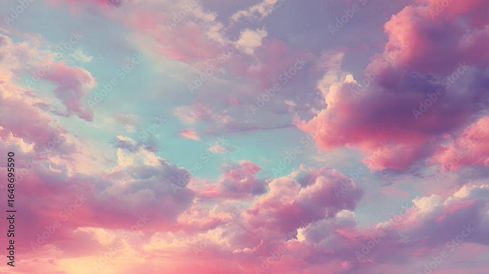 Obraz premium Pastel cloudscape at sunset.