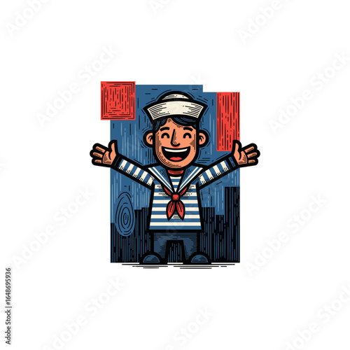 Navy sailor icon logo flat vector design