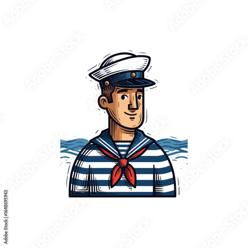  Navy sailor icon logo flat vector design