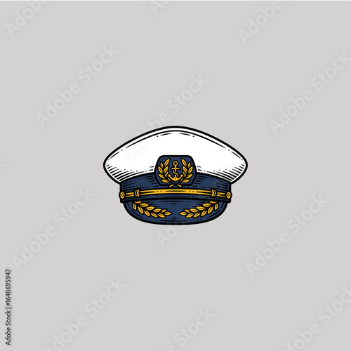 Navy sailor cap icon logo flat vector design