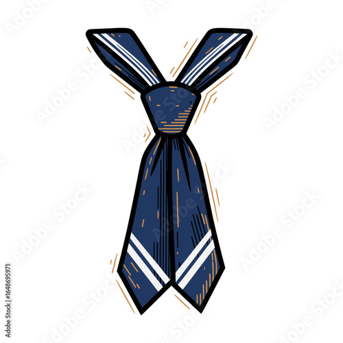 Navy sailor tie icon logo flat vector design