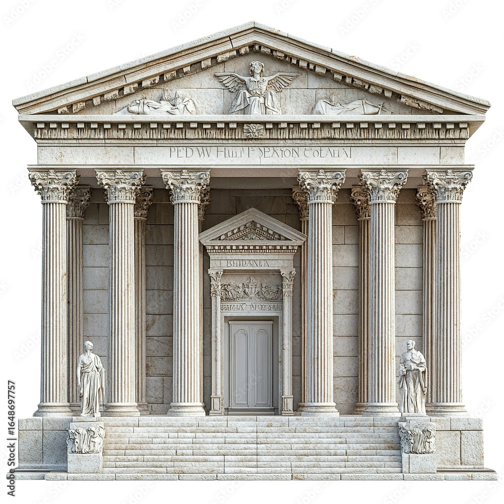 Fototapeta premium 3D front view illustration of a Pecs Museum Croatia monument isolated on a white transparent background