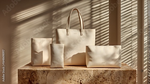 White Vegan-Leather Tote Bag Hero Product Scene Inside Studio