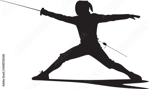 Dynamic fencer in action, silhouette captures athletic grace and focus