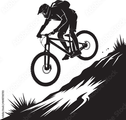 Dynamic cyclist conquers steep terrain during exhilarating downhill ride