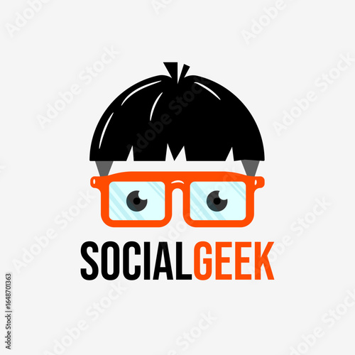 social geek genius logo vector illustration