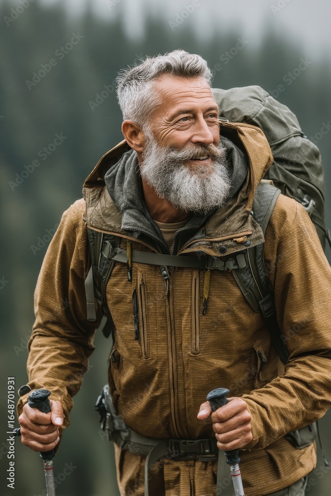 Obraz premium Hiking adventure mountain trail outdoor nature portrait exploration