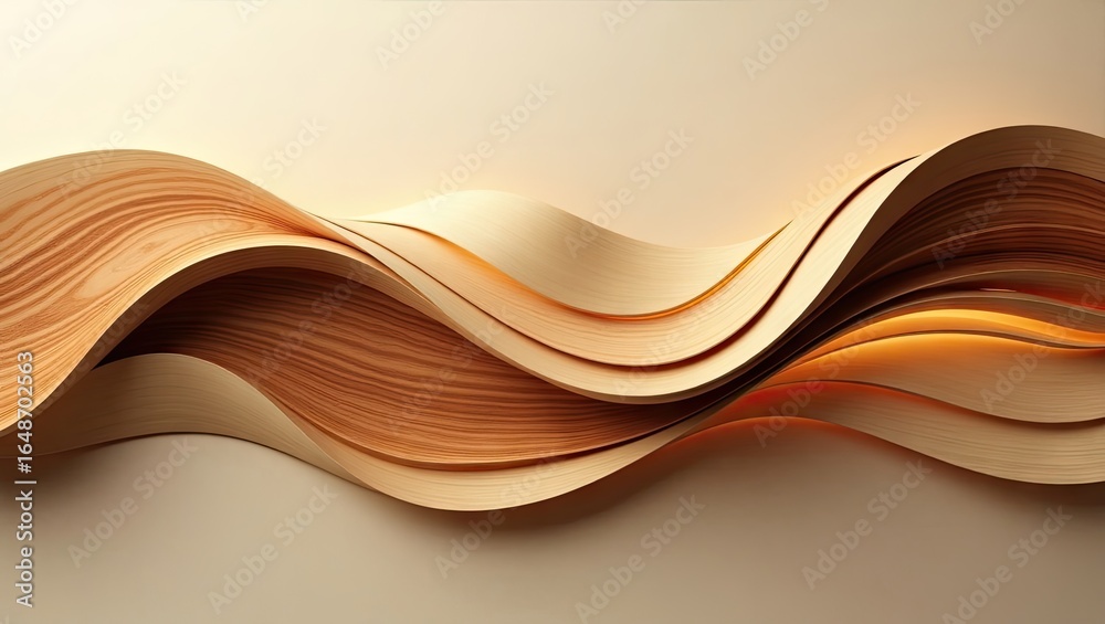 Obraz premium Abstract design of flowing wooden waves.