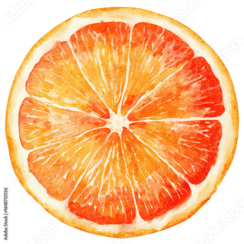 Orange slice watercolor art on transparent background