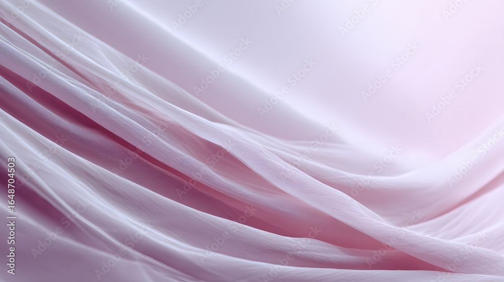Obraz premium Soft, flowing folds of pastel pink sheer fabric.