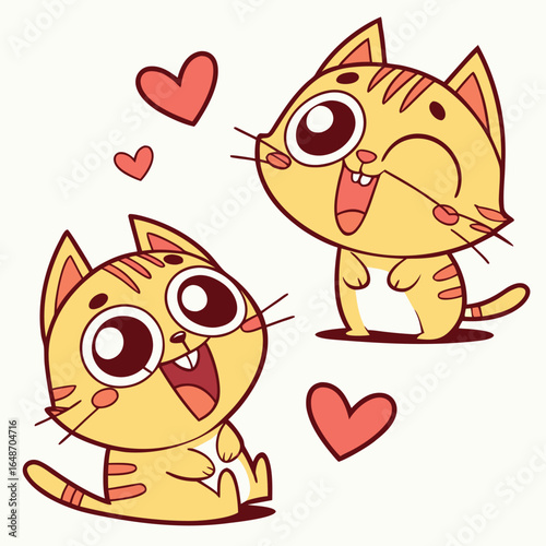 A charming sticker set featuring a variety of funny and loving cat emoji designs perfect for digital use and creative projects