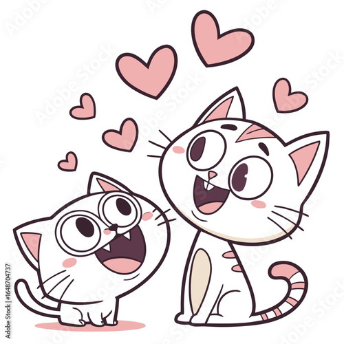 Playful and expressive sticker set featuring a variety of funny cat emojis in loving and humorous poses perfect for digital communication and creative projects