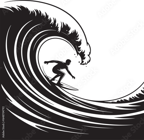 Surfer riding a massive wave, a thrilling ocean adventure