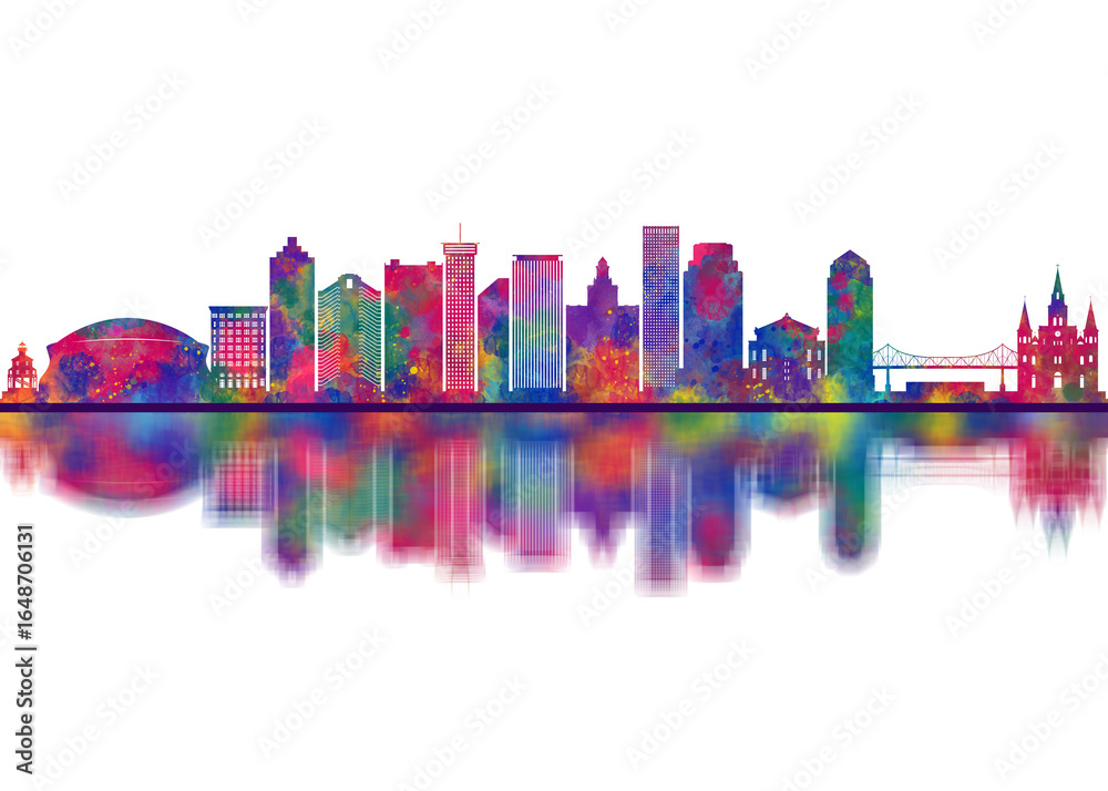 Obraz premium New Orleans Louisiana Skyline. Cityscape Skyscraper Buildings Landscape City Downtown Abstract Landmarks Travel Background Modern Art