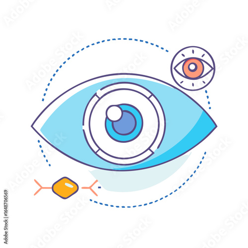 Stylized Eye Illustration Featuring Health Concepts and Modern Design Elements