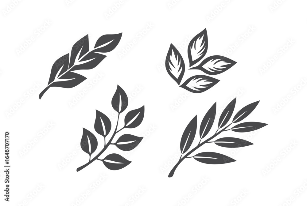 Fototapeta premium Minimalist Leaves Design on White Background Fresh Nature Elegant Decor