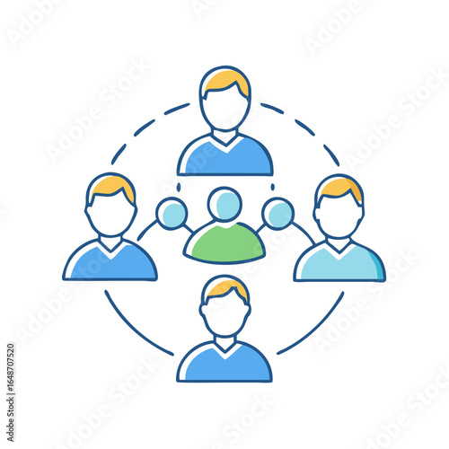 Conceptual illustration depicting network connection and leadership around a central point
