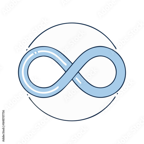 Blue infinity sign in a circle concept illustration for endless creativity