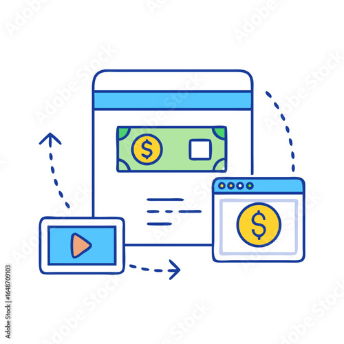 Digital content monetization strategy involving video, website advertising, and content creation