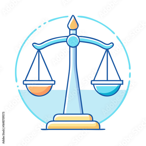 Cartoon Scales of Justice with Pastel Colors and a Stylized Design