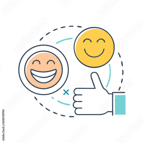 Feedback analysis and social media sentiment showing positive and negative emotions