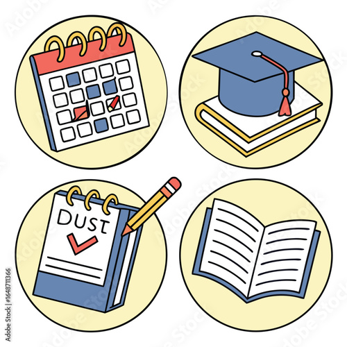 Versatile student planner icon stickers for due dates assignments and study organization featuring a classic helvetica and courier font style