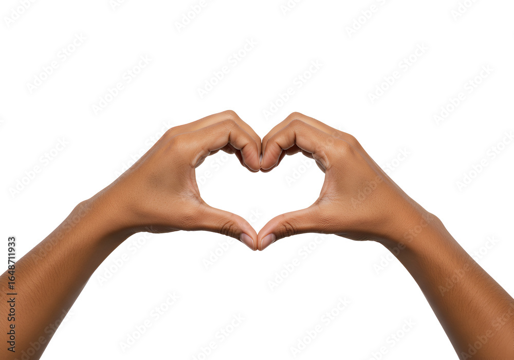 Obraz premium Heart-Shaped Hands Gesture Against a Black Background symbolizing love and connection
