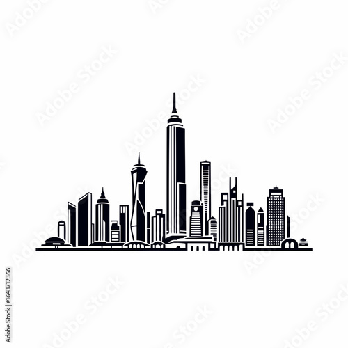 Abstract urban cityscape silhouette with buildings and skyscrapers vector illustration