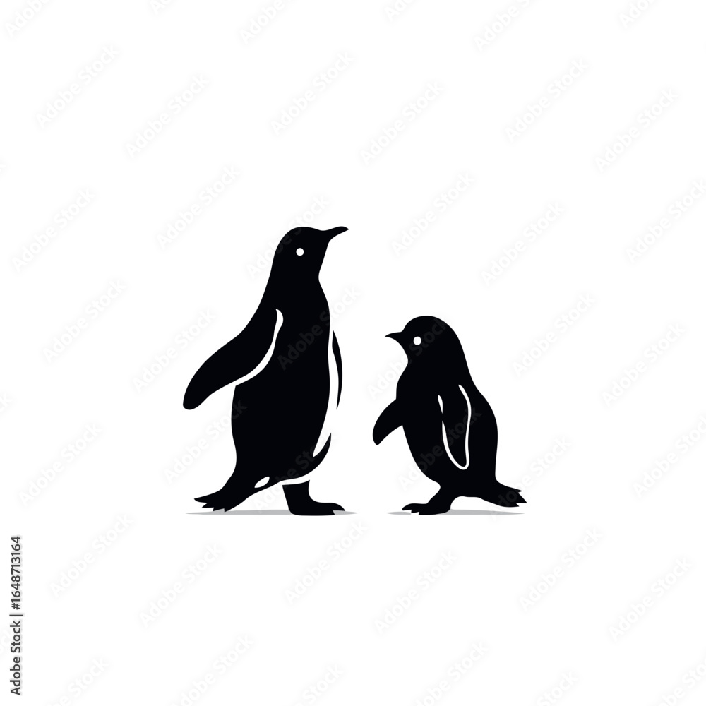 Obraz premium A cute cartoon penguin sits on a branch, isolated against a white background, in a whimsical illustration