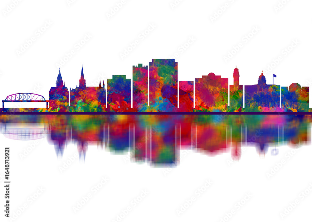 Obraz premium Paterson New Jersey Skyline. Cityscape Skyscraper Buildings Landscape City Downtown Abstract Landmarks Travel Background Modern Art