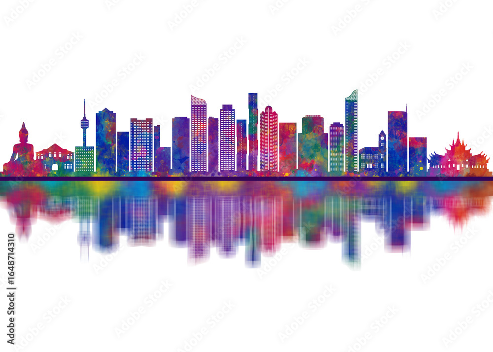Fototapeta premium Pattaya City Thailand Skyline. Cityscape Skyscraper Buildings Landscape City Downtown Abstract Landmarks Travel Background Modern Art