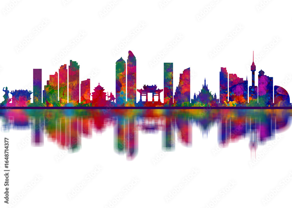 Obraz premium Pattaya City Skyline. Cityscape Skyscraper Buildings Landscape City Downtown Abstract Landmarks Travel Background Modern Art