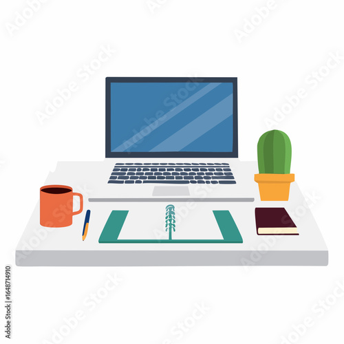 Minimalist Desk Essentials Vector